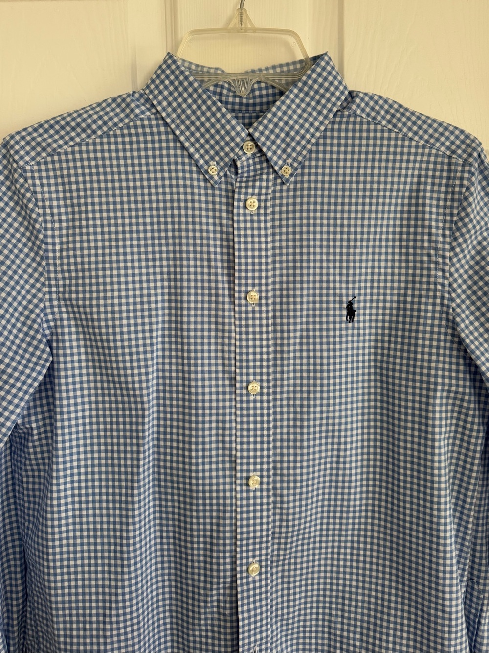 Blue Gingham Button-Down Shirt